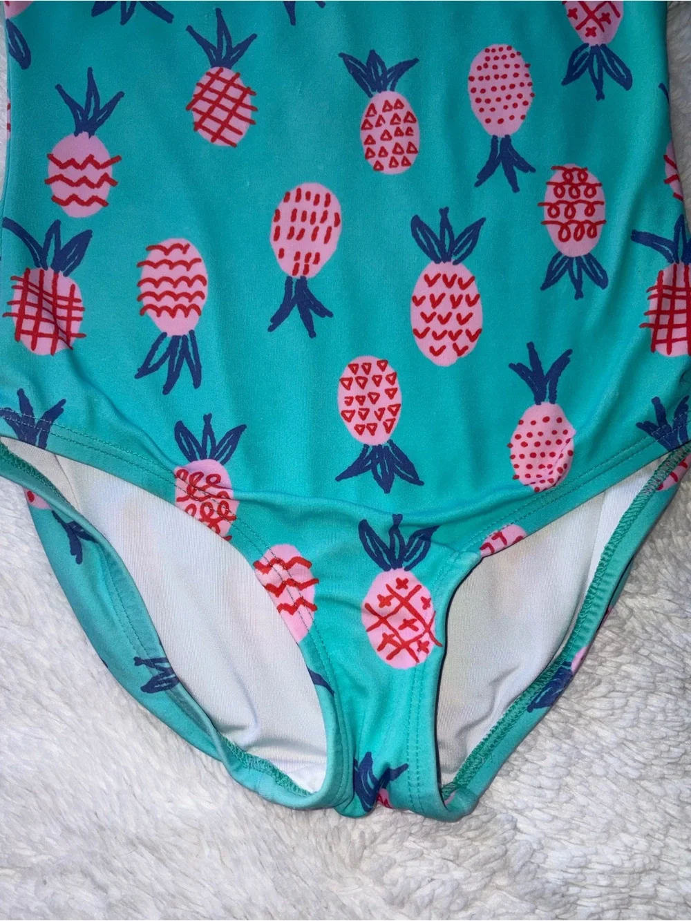 Hanna Andersson Girls 8 Sweet Pineapple Ruffle One Piece Swimsuit Recycled